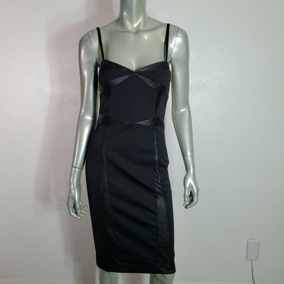 Armani Exchange‎ Womens Bodycon Dress Size 4 Removable Straps Stretch Black - Picture 2 of 9